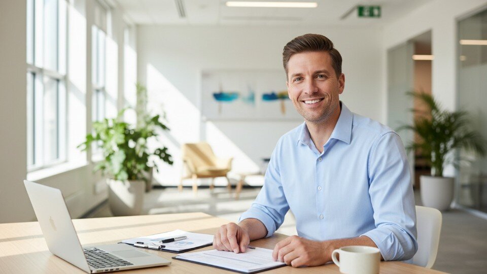 enhanced conversions for leads: uśmiechnięty mężczyzna