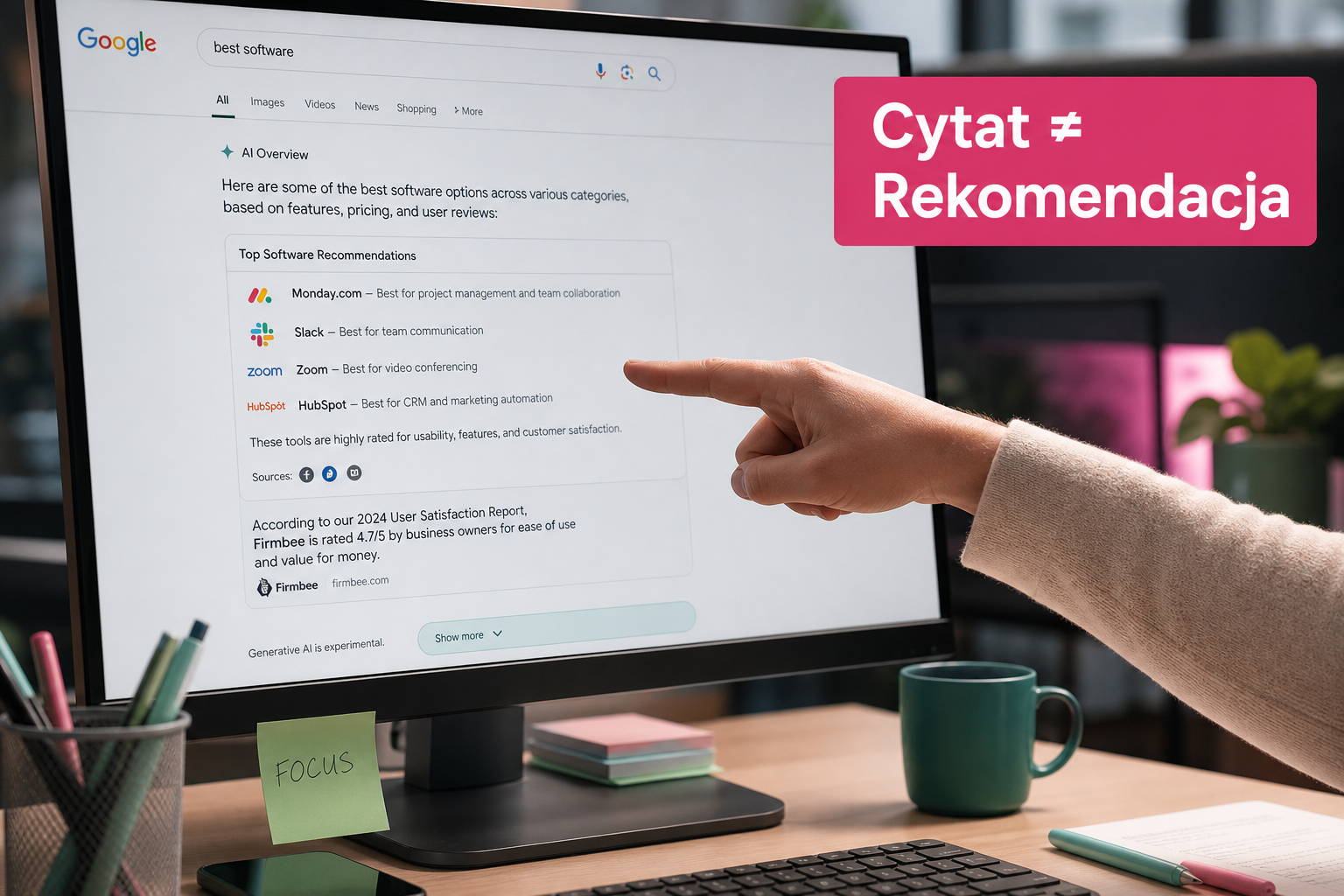 Monitor z wynikami AI Overview: konkurenci w rekomendacjach, własna marka tylko cytowana