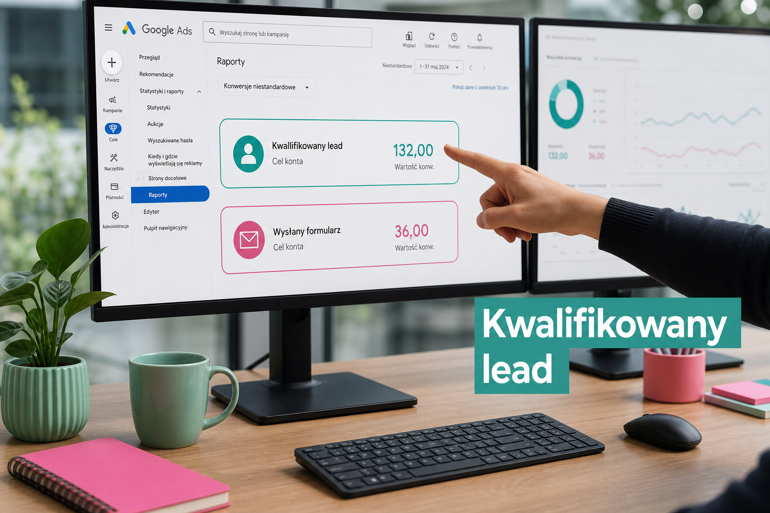 Porównanie dwóch zdarzeń konwersji Google Ads z wyróżnionym kwalifikowanym leadem